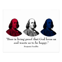 Ben Franklin et citation -- Rouge, blanc, et bleu Cartes Postales