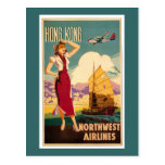 Bestemming: Retro Grafisch van Hong Kong Wens Kaarten