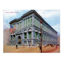 Bibliotheek, de Wijnoogst van Chicago Illinois 191 Wens Kaarten