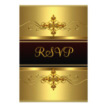 Bijou d'or de noir de partie de RSVP petit Invitations Personnalisées