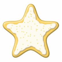 Biscuit glacé d'étoile. Jaune et blanc Photos En Relief