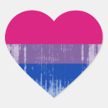 Biseksuele Trots distressed.png Hart Stickers