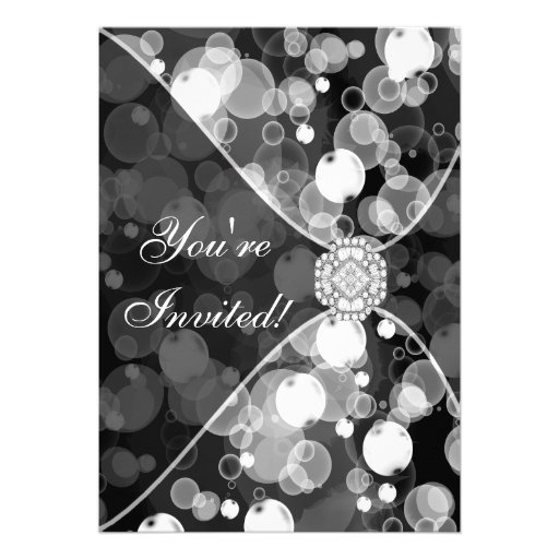 Black White Bubbles Party Invitation Template