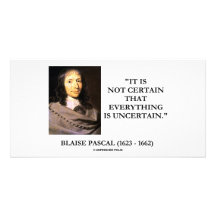 Blaise Pascal non certain tout est incertain Cartes Avec Photo