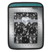 Blanc à la mode de noir d'argent de bijoux de coeu poches iPad
