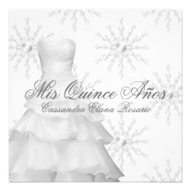 Blanc blanc Quinceanera de flocons de neige Cartons D'invitation