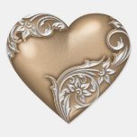 Blanc de Brown W de rouleau de coeur Autocollants