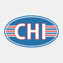 Blanc de Chicago et bleu rouges Sticker Ovale