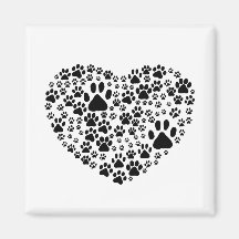 Blanc de coeur de Pawprints de traînées de pattes  Aimant
