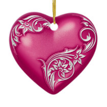 Blanc magenta du rouleau W de coeur