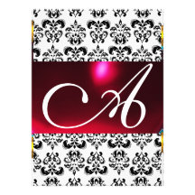 Blanc rouge de Bourgogne de MONOGRAMME de GEMME de Faire-part Personnalisés