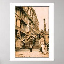 Blankenberge vintage, escalier des lions affiche
