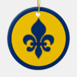 Blauw en Gold Fleur DE Lis Ornament