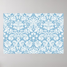 Blauw fancy damastpatroon afdruk