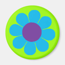 Blauw Flower power Koelkast Magneetjes
