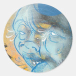 Blauw Gezicht Sticker