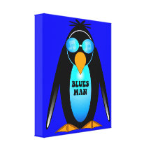 blauw man stretched canvas afdruk