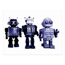 blauw robotsbriefkaart wens kaarten
