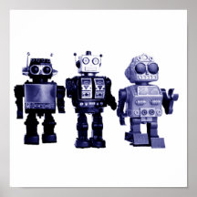 blauw robotsposter