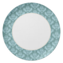 Blauw & Turkoois damastbord