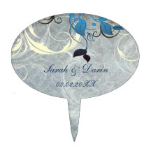 blauwe bladeren gepersonaliseerde cakeoogsten cake topper