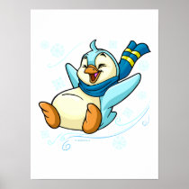 Blauwe Bruce die over ijs glijden posters