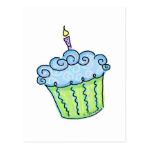 Blauwe cupcake wens kaarten