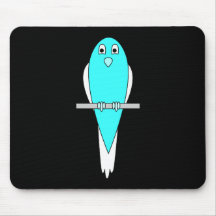Blauwe en Witte Vogel. Parkiet. Zwart Muis Mat