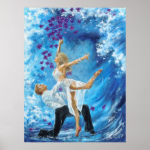 Blauwe Golf Print