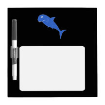 Blauwe Haai op Zwarte Whiteboards
