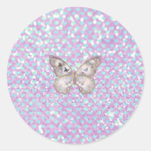 Blauwe Harten van de Vlinder van Girly schitteren  Sticker