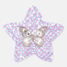 Blauwe Harten van de Vlinder van Girly schitteren  Ster Sticker