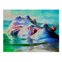 Blauwe Hippo Wenskaarten