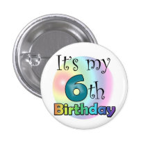 Blauwe It's my 6th Birthday Speld Buttons