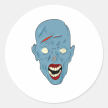 Blauwe met littekens bedekte zombie ronde stickers