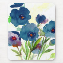 Blauwe pansies muismatten