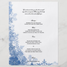 Blauwe Sneeuwvlokken op het Witte Menu van het Huw Gepersonaliseerde Folder