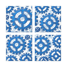 Blauwe toestelwielen stretched canvas prints