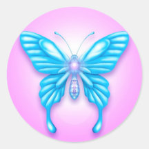 Blauwe Vlinder Ronde Stickers