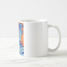 blauwe vrouw koffie mok