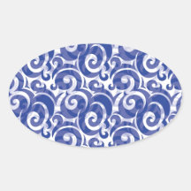 Blauwe Werveling Ovaalvormige Stickers