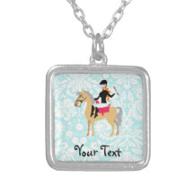 Blauwgroen Damast Ruiter Ketting