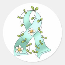 Blauwgroen Lint Ronde Sticker
