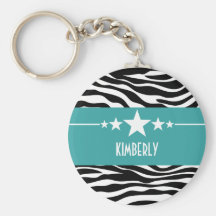 Blauwgroen Sassy Ster Gestreepte Keychain Sleutelhangers