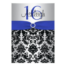Bleu, argent, et invitation noire du bonbon 16 à d