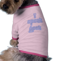Bleu-clair je parle le geek t-shirt pour toutou