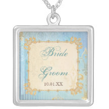 Bleu de Fleur di Lys Damask 2 - collier de mariage