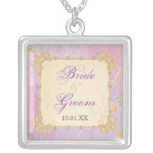 Bleu de Fleur di Lys Damask 2 - collier de mariage