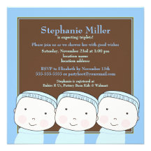 Bleu de garçons de triplet invitation de 3 baby sh