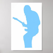 Bleu de joueur de guitare posters